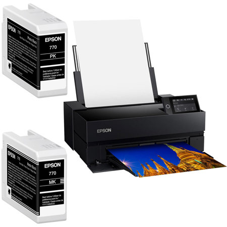Epson SureColor P700 13" Wide Format Wireless Inkjet Photo Printer - With T770 UltraCh rome PRO10 Photo Black Ink Cartridge, T770 UltraChrome PRO10 Matte Black Ink Cartridge