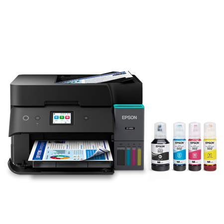 Epson EcoTank ET-4950 Wireless Duplex All-in-One Cartridge-Free Supertank Color Inkjet Printer, Fax, Black - Refurbished