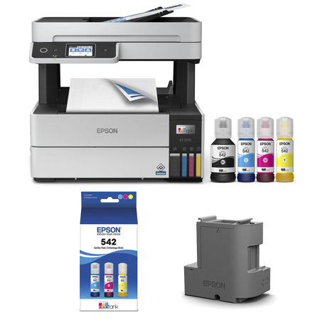 Epson EcoTank Pro ET-5170 Wireless All-In-One Supertank Color Inkjet Printer, Bundle with Color Ink Pack and Ink Maintenance Box