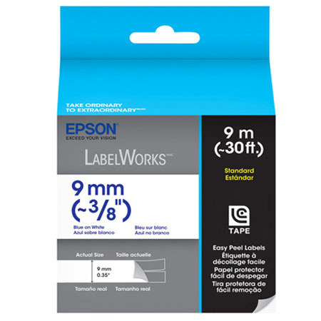 Epson LabelWorks LC-3WLN9 3/8" LC Tape Cartridge, Blue on White