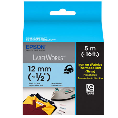 Epson LabelWorks LC-4LBQ5 1/2" LC Tape Cartridge, Black on Blue