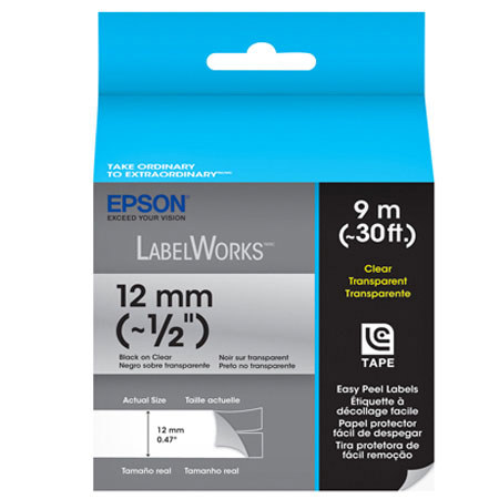 Epson LabelWorks LC-4TBN9 1/2" LC Tape Cartridge, Black on Clear