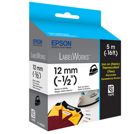Epson LabelWorks LC-4WBQ5 1/2" LC Tape Cartridge, Black on White