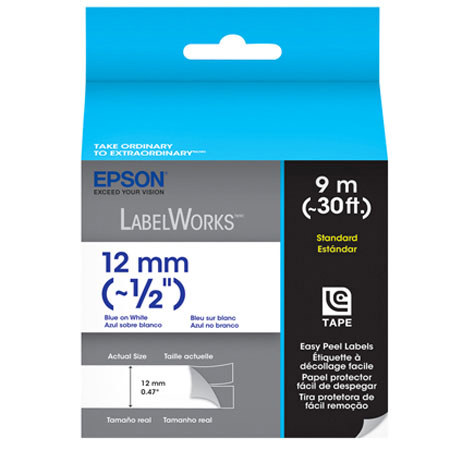 Epson LabelWorks LC-4WLN9 1/2" LC Tape Cartridge, Blue on White