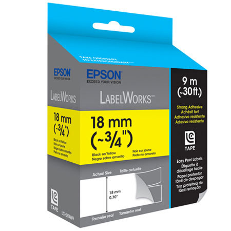Epson LabelWorks LC-4YBW9 1/2" LC Tape Cartridge, Black on Yellow