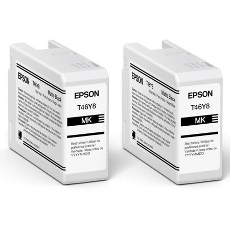 Epson 2 Pack T46Y UltraChrome PRO10 Matte Black Ink Cartridge for SureColor P900 Printer, 50ml
