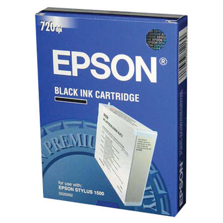 Epson Black Ink Cartridge for the Stylus 1500 Inkjet Printer. #S020062