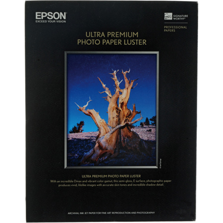Epson Ultra Premium Luster Photo, Resin Coated Inkjet Paper, 10 mil., 13x19", 100 Sheets