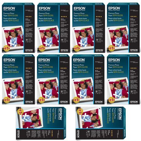 Epson 10x Premium Semi-Gloss Photo Inkjet Paper, 10 mil., 4x6", 40 Sheets