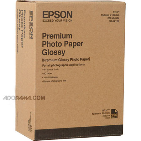EpsonS042120 Resin Coated Paper, 5x7", High Gloss