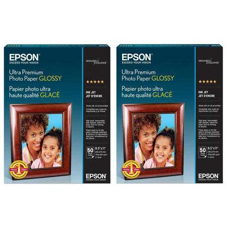 Epson 2x Ultra Premium Glossy Photo Paper (8.5x11"), 50 Sheets