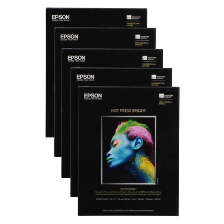 Epson Hot Press Bright Smooth Matte Cotton Fine Art 8.5x11" - 5 Pack (125 Sheet)