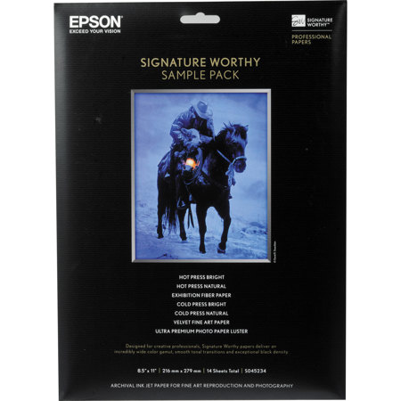Epson Signature Worthy Luster Paper Sample Pack (8.5x11"), 14 Sheets