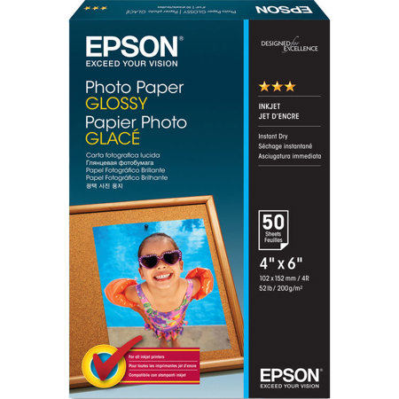 Epson Glossy Photo Paper (4x6"), 50 Sheets
