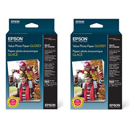 Epson 2 Pack Glossy Photo Paper (4x6"), 100 Sheets