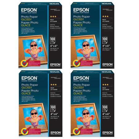 Epson 4 Pack Glossy Photo Paper (4x6"), 100 Sheets