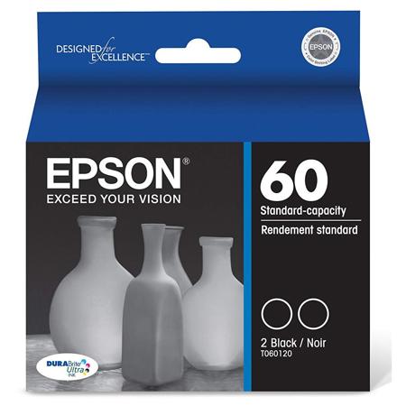 Epson T060 DURABrite Black Ink Cartridges, Dual Pack