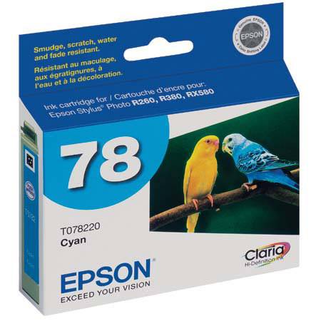 Epson Cyan Ink Cartridge for Stylus Photo R380, R260, RX580 Inkjet Printers