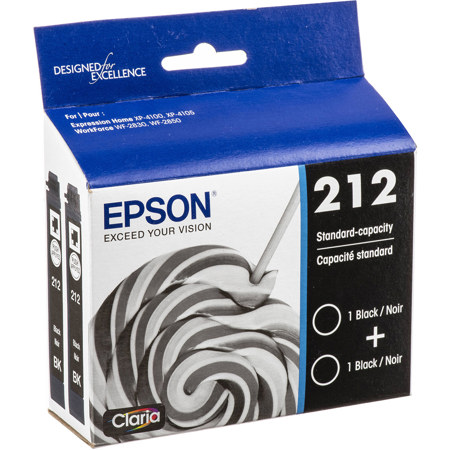Epson Claria T212 Standard Black Ink Cartridge, 2-Pack