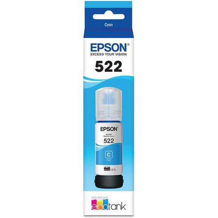 Epson T522 Ink Bottle for Expression ET-2700, WorkForce ET-4700, EcoTank ET-2720, ET-4700 All-in-One Supertank Printers, Cyan