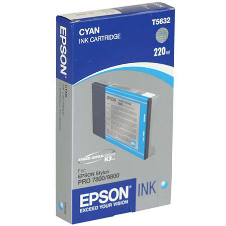 Epson T563200 220ml UltraChrome K3 Cartridge, Cyan