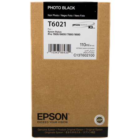 Epson T602100 110ml Pigment Ink, for Stylus Pro 7880, Photo Black