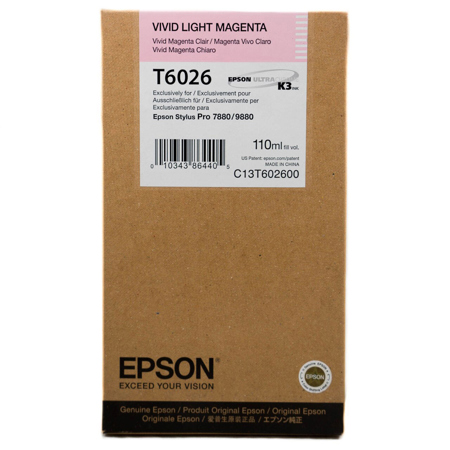 Epson T602600 110ml K3 Pigment Ink, for Stylus Pro 7880, Vivid Light Magenta