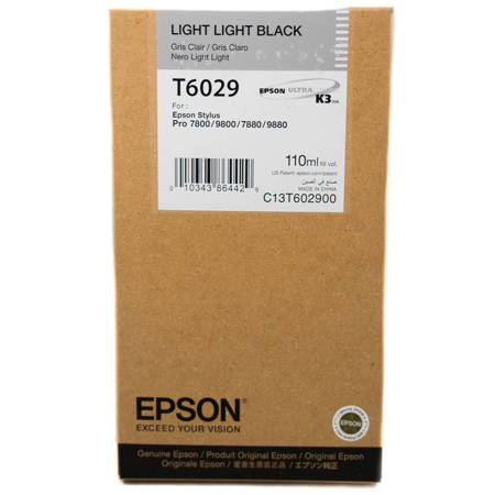 Epson T602900 110ml K3 Pigment Ink, for Stylus Pro 7880, Light, Light Black
