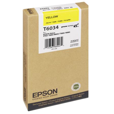 Epson T603400 UltraChrome 220ml Printer Ink, Stylus Pro 7880, Yellow