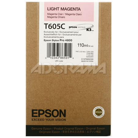 Epson T605C00 UltraChrome 110ml Ink, for Stylus Pro 4800, Light Magenta