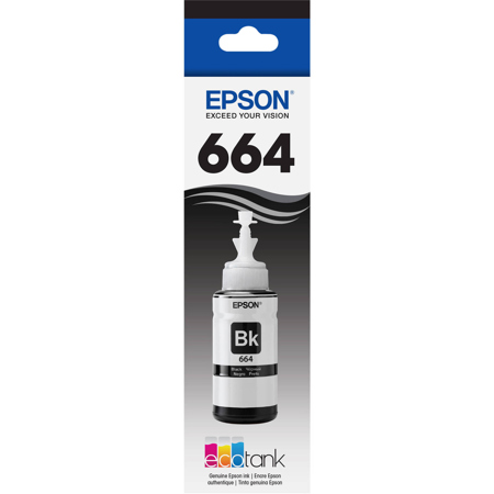 Epson T664 70ml Ink Bottle for ET-2500, ET-2550 and ET-4500 Printers, Black