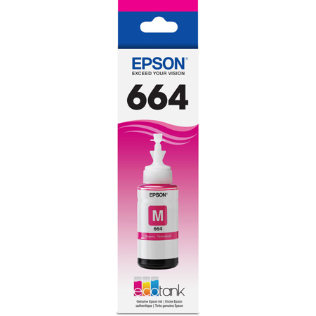 Epson T664 70ml Magenta Ink Bottle for EcoTank All-in-One Printer