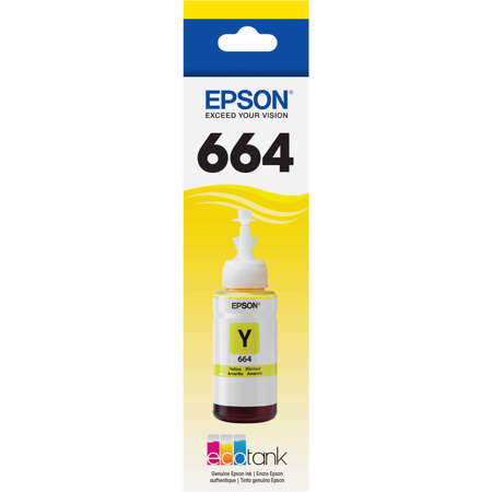 Epson T664 70ml Ink Bottle for ET-4500, 2500, 2550 Printers, Yellow