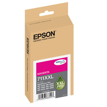 Epson T711 XXL Ink Cartridge, 3400 Pages Yield, for WorkForce Pro, Magenta