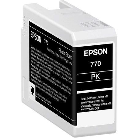 Epson T770 UltraChrome PRO10 Photo Black Ink Cartridge for SureColor P700, 25ml