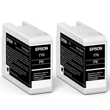 Epson 2x T770 UltraChrome PRO10 Photo Black Ink Cartrdge for SureColor P700,25ml