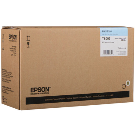 Epson T800 UltraChrome Pro Ink Cartridge, Light Cyan, 700 ml, 4 Pack