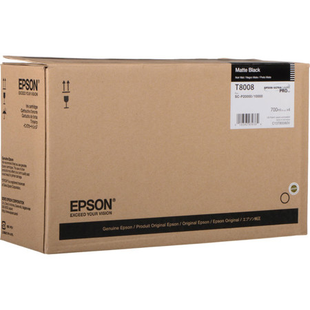 Epson T800 UltraChrome Pro Ink Cartridge, Matte Black, 700 ml, 4 Pack