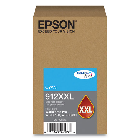 Epson DURABrite Pro T912XXL Extra High-Capacity Cyan Ink Cartridge for WF-C8690