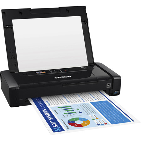 Epson WorkForce WF-110 Wireless Mobile Color Inkjet Printer, Black - Refurbished