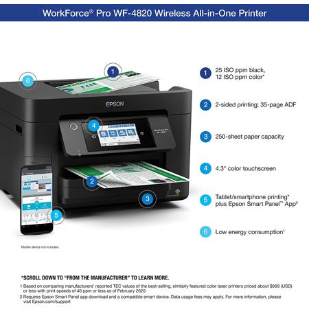 Epson WorkForce Pro WF-4820 Wireless All-in-One Inkjet Printer - Refurbished by Epson