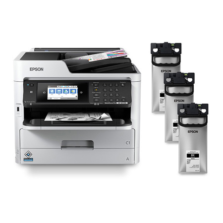 Epson WorkForce Pro WF-M5799 MFP Supertank Monochrome Printer Bundle w/Ink Pack