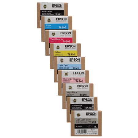 Epson T850 Ultrachrome HD Ink Bundle for the SureColor P800 Inkjet Printer, Consists of Photo Black, Cyan, Vivid Mageta, Yellow, Light Cyan, Light Mageta, Light Black, Matte Black, Light Light Black