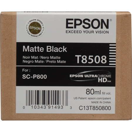 Epson T850 Inkjet UltraChrome HD Ink Cartridge, for SureColor P800, Matte Black