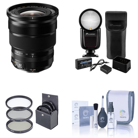 Fujifilm XF 10-24mm (15-36mm)F4.0 OIS Lens, Black W/FP Zoom Lion X R2 TTL Flash