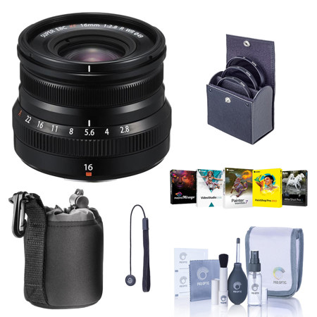 Fujifilm XF 16mm f/2.8 R WR Lens, Black with Free PC Software & Accessories Kit