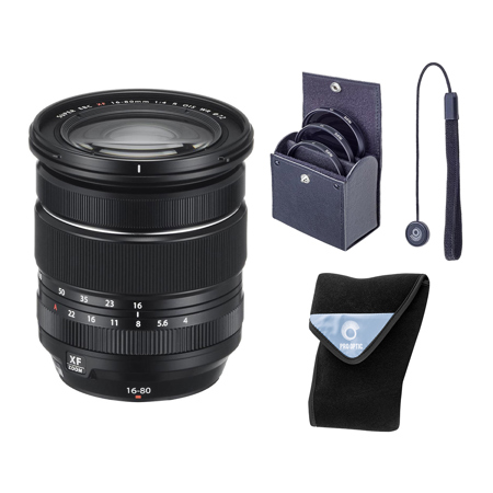 Fujifilm XF 16-80mm f/4.0 R OIS WR Lens, with 72mm Filter Kit & 15x15" Lens Wrap