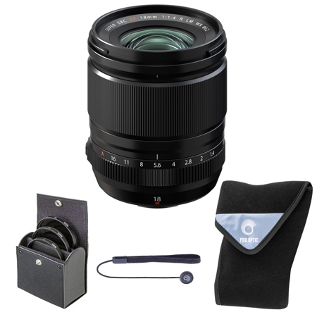 Fujifilm XF 18mm f/1.4 R LM WR Prime Lens, Bundle with 62mm Digital Essentials Filter Kit and 15x15" Lens Wrap