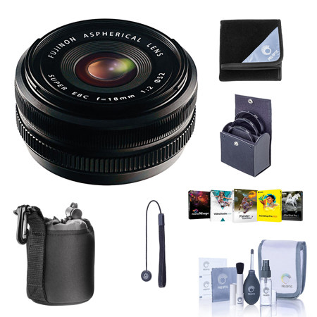 Fujifilm XF 18mm f/2.0 Lens, Bundle with 52mm Filter Kit, Cleaning Kit, Lens Wrap, Lens Case, Lens Cap Tether and Software Kit
