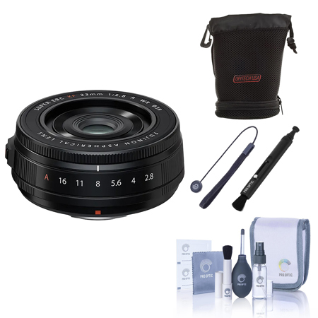 Fujifilm XF 23mm f/2.8 R WR Lens, Black, Bundle with Lens Pen Lens Cleaner, Lens Cap Tether, Lens Case, Cleaning Kit